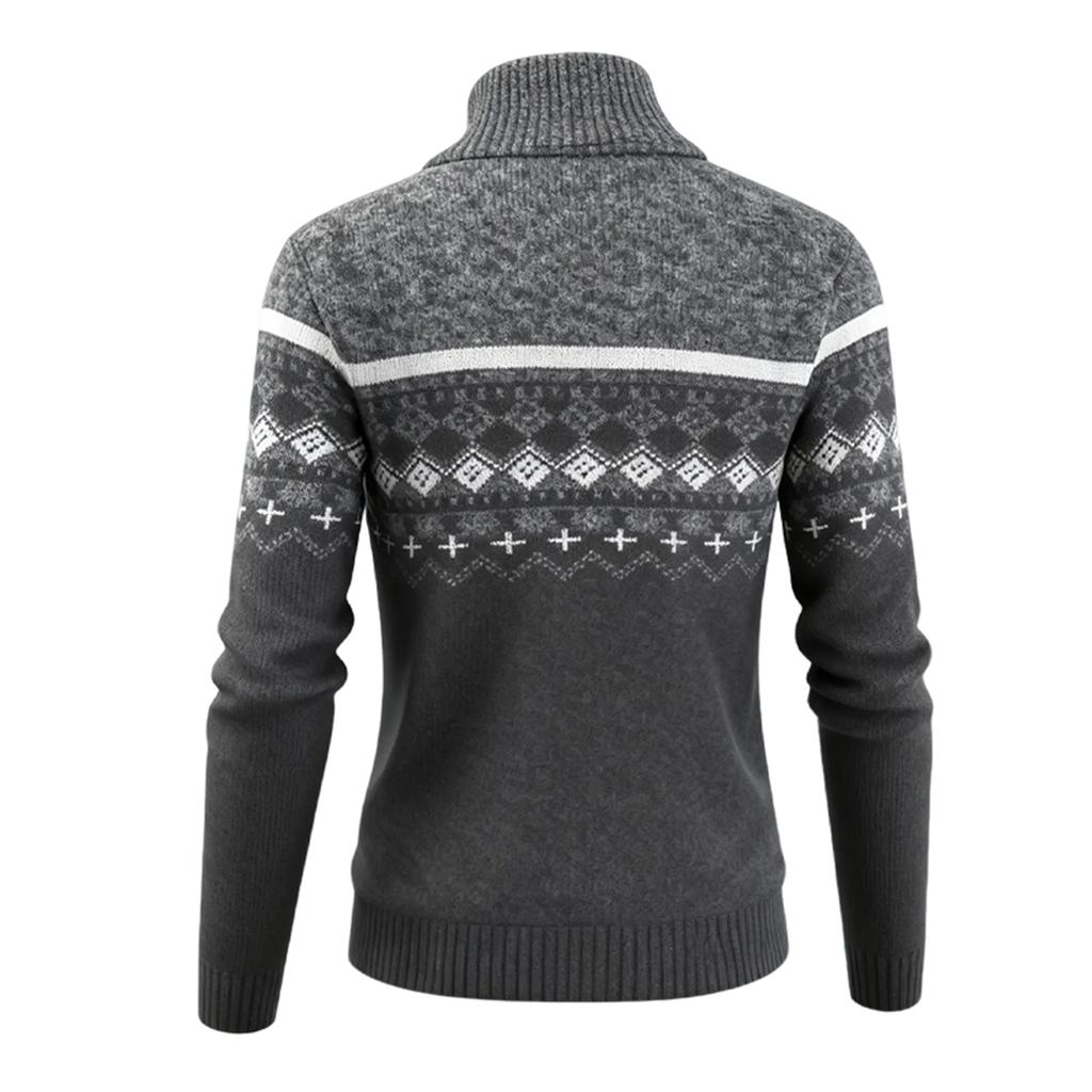 Men's Zippered Casual Knit Sweater With Stand-Up Collar Design