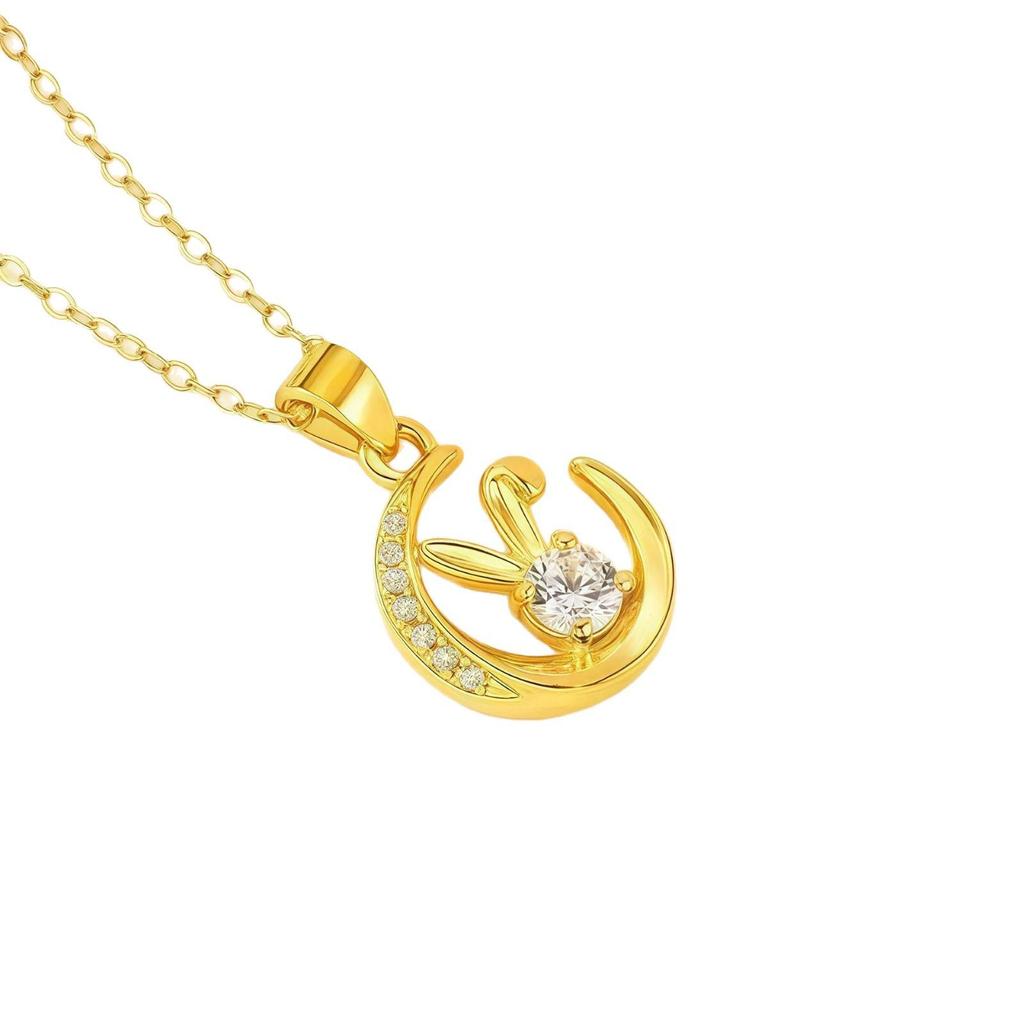 Jahr der Schlange: Goldener Mondhase Wächter Halskette - Retro Chinesischer Stil Anhänger Geschenk für Freunde