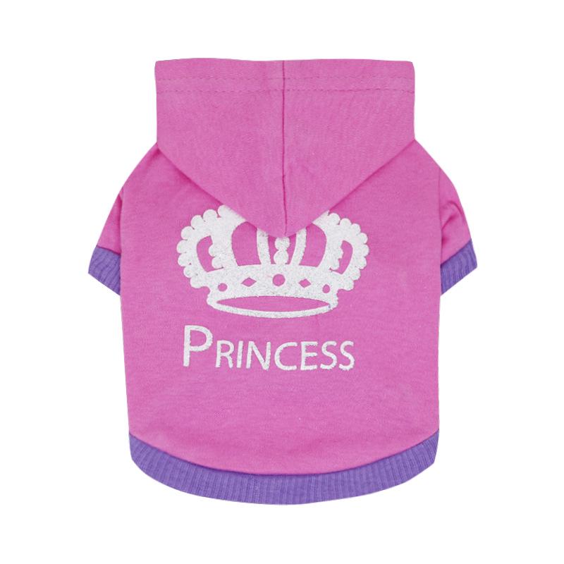 Pet Clothing: Crown-Printed T-shirt with Hat for Small Dogs & Cats - Spring/Autumn Wear