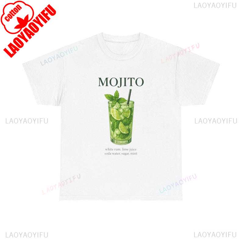 Mojito Cocktail Summer Vibes Funny T-Shirt Refreshing Drink Unisex Fashion Casual Comfort Soft Cotton Tees Vacation Apparel Top
