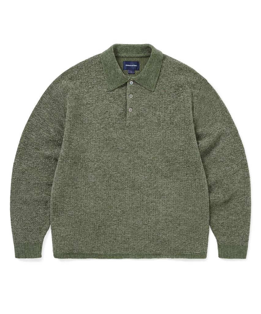 THISISNEVERTHAT Velvet Knit Polo Green