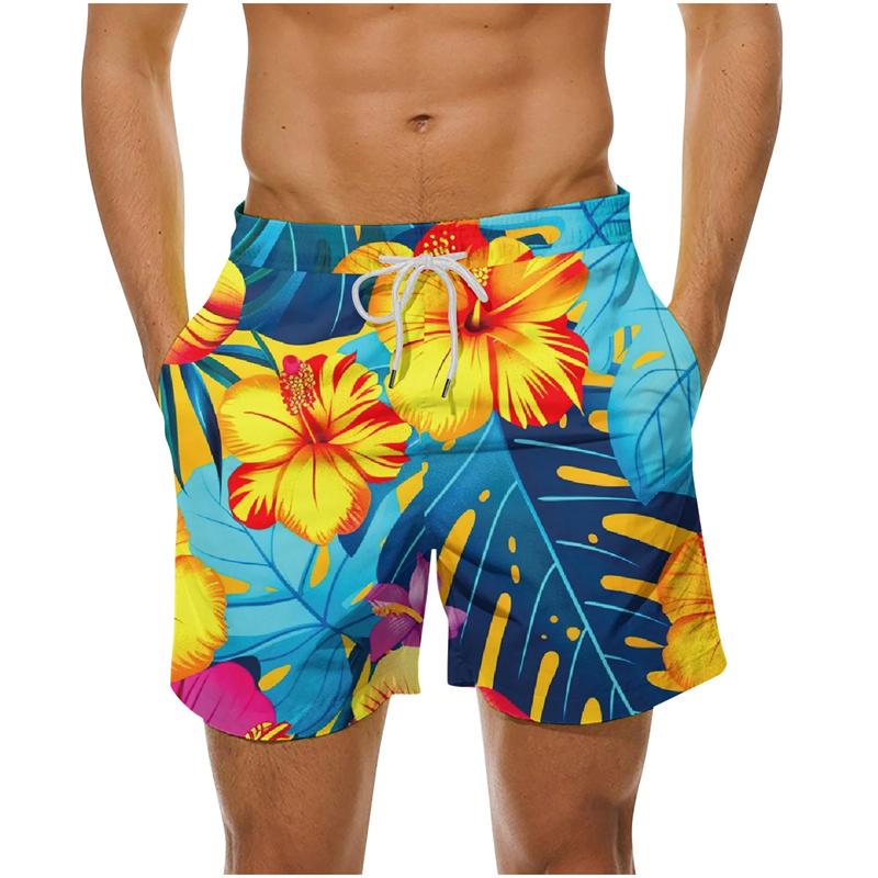 Hawaiian Palm Tree Graphic Beach Shorts 3d Printing Tropical Swim Trunks Men Summer Casual Quick Dry Swim Shorts Bathing Suit