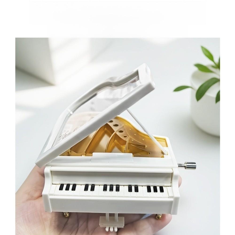 3.74in Grand Piano Music Box Hand-Cranked Mechanism Mini Piano Music Box Home Decor
