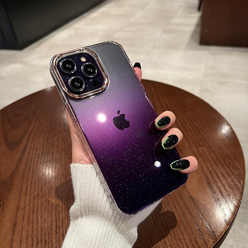 Luxury Gradient Plating Glitter Case For iPhone 11 12 13 14 15 16 Pro Max Pro Max Plus Fashion Shockproof Transparent Soft Cover