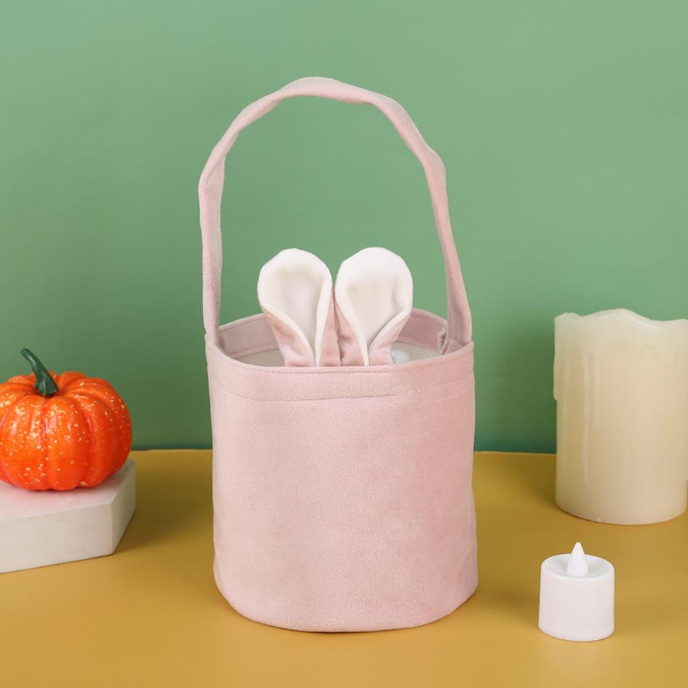 Easter Storage Basket Colorful Easter Egg Handbag New Bunny Ears Candy Handbag  Gift Giving