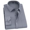 2025 Spring Men's Gray Non-Iron Long Sleeve Business Casual Shirt, Large Solid Color for Young to Middle-aged.