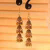 Three Layer Hollow Out Bell Tassels Bohemian Dangling Earrings Pair Made From Sturdy Alloy Versatile For Casual And Formal Wear