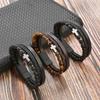 Klassisches Kreuz-Lederarmband für Herren, Legierungsschnalle, mehrschichtiges Tigerauge-Perlen-Lederarmband, hochwertiges Schmuckgeschenk