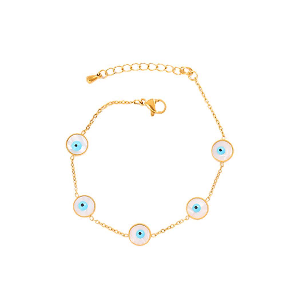 1 set of circular flower Fritillaria magic eye women's minimalist style stainless steel plated 18k gold bracelet