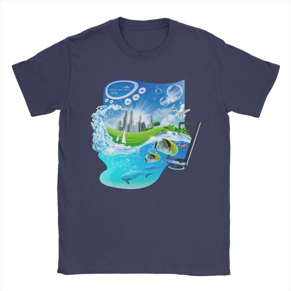 Frutiger Aero World Vaporwave TShirt Men Funny Cotton Tee Shirt Crewneck Short Sleeve T Shirt Birthday Present Clothing