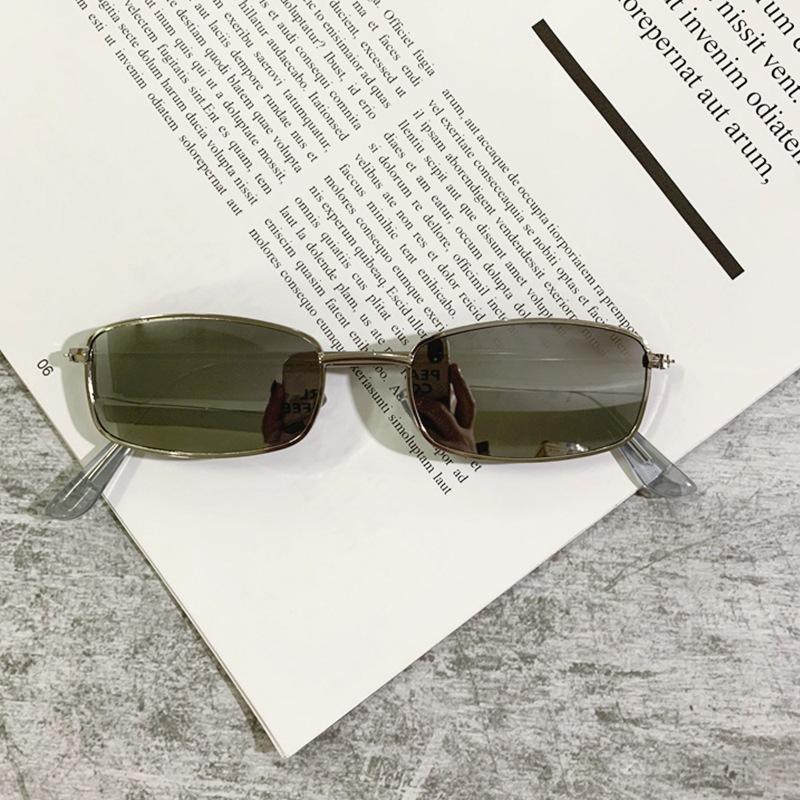 Fashion Metal Vintage Rectangle Sunglasses Small Oval Women's Sunglasses Men Women Brand Shades Eyewear Clear Lens UV400 Goggles