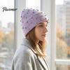 Soft Vertical Texture Hats Unisex Beanies with Colorful Beads, Winter Warm Knitted Hat, Casual Stylish Knit Skull Caps Stretch Cozy Cap for