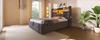Upholstered Bed 90x200 Cm with Hydraulic Storage & LED Headboard, 4 Charging Station, Single Bed Slatted Base, Grey Linen Fabric (Without Mattress)