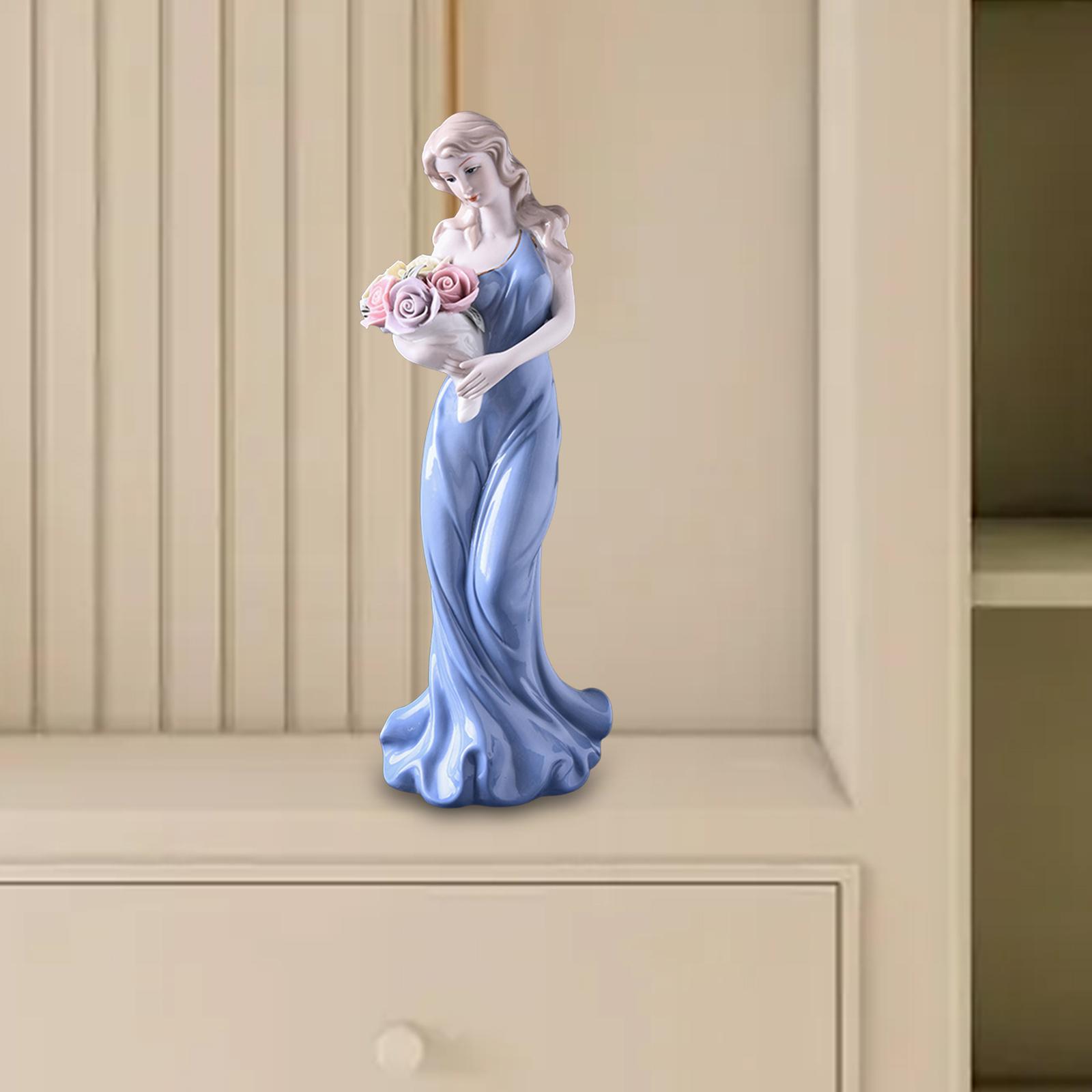 

Статуя леди, украшение, тонкое мастерство, керамическая скульптура девушки, женская статуэтка для книжного шкафа, праздников, стола, внутреннего офиса