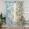 Spring Flower Kitchen Curtains for Camera Partition Modern Living Room Curtains 2 Pieces Tulle for Bedroom Blackout Curtain Home