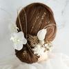 Ornament Specialty Shop Hair Ornament for and Japanese Dried Flowers with Gold Leaf and White Phalaenopsis [Hair Bria] Coming-of-Age Ceremonies,