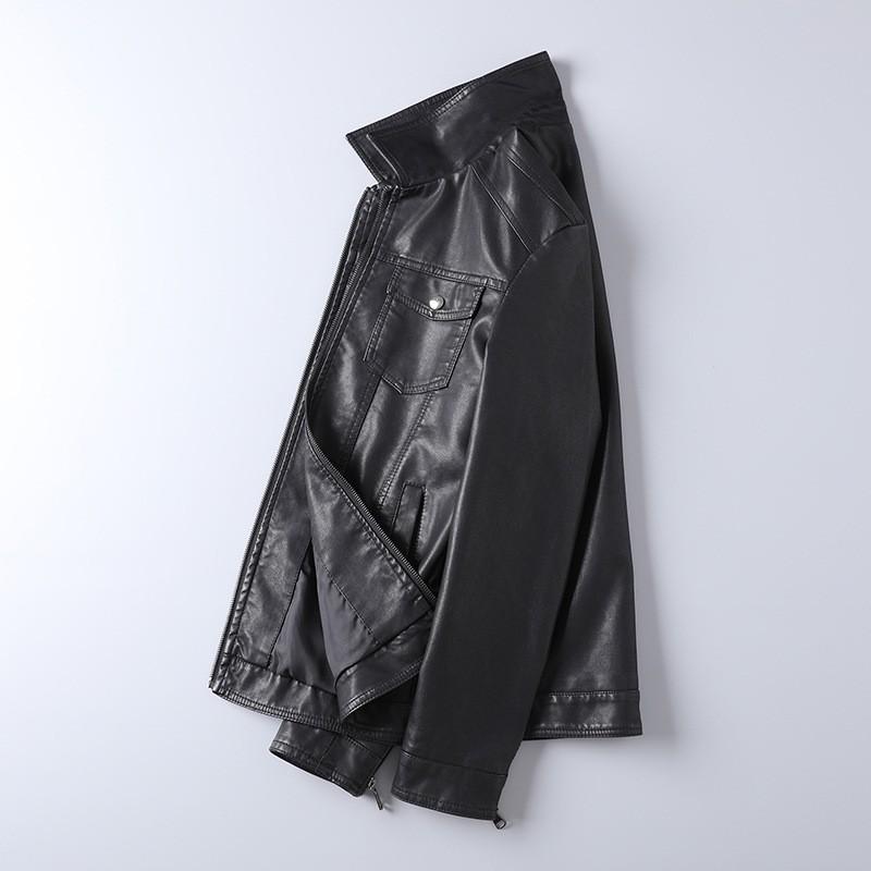 Mens Slim Fit PU Leather Jacket Casual Biker Style Fall Outerwear Youth