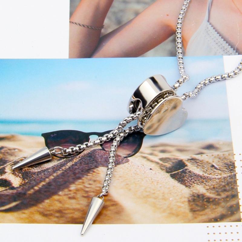 Versatile Stainless Steel Necklace With Heart Shaped Sliding Pendant For Formal And Casual Event Comfortable Design