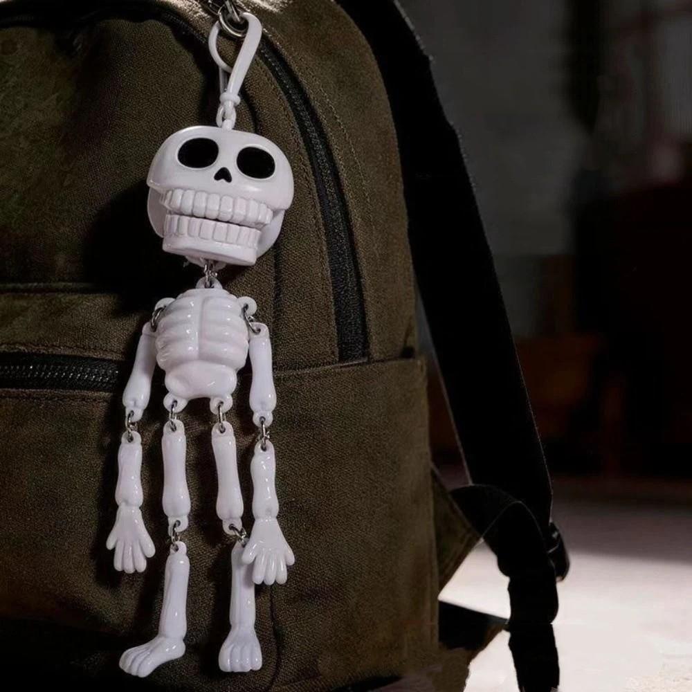 Dolls Halloween Skull Pendant Funny Skeleton Keychains Pull String Skull Head Keyring  Students
