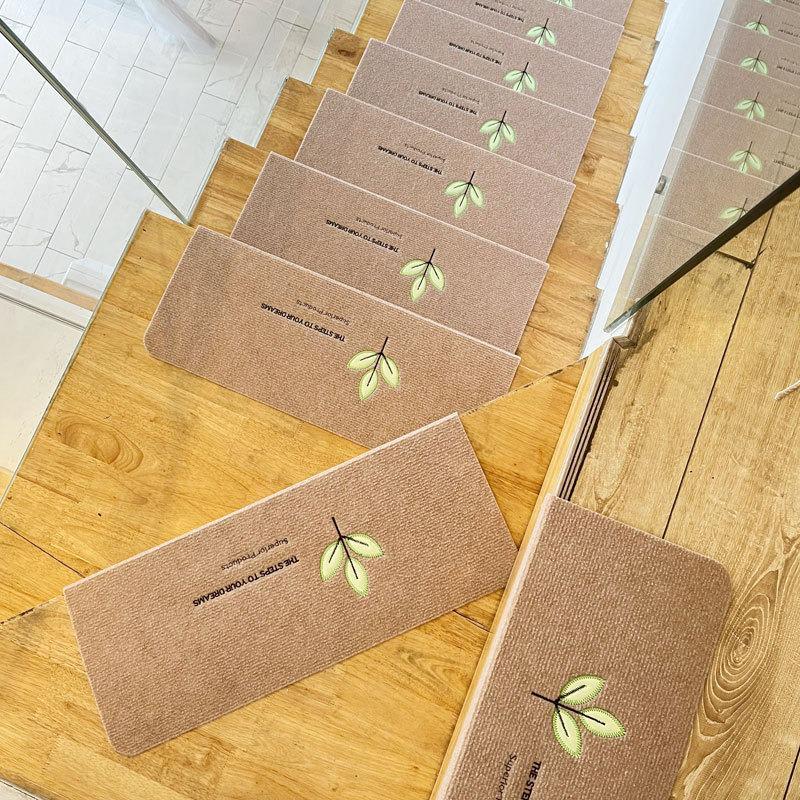 Luminous Self-Adhesive Stair Tread Mats - Splicable, Glue-Free, Solid Wood Protection Carpets