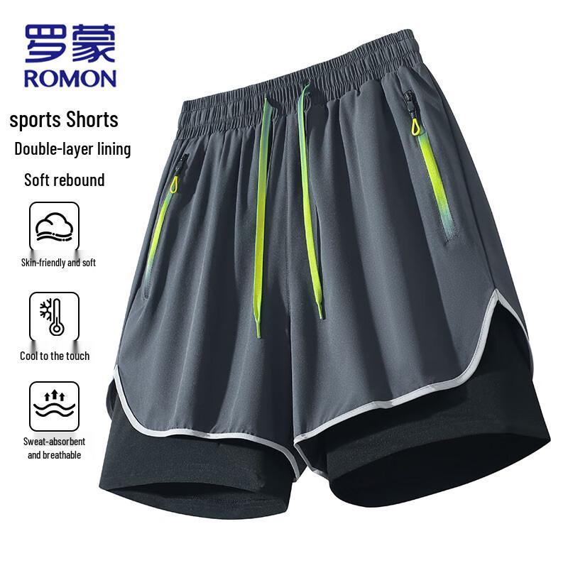 

ROMON Unisex Quick-Dry 2-in-1 Summer Running Shorts XS