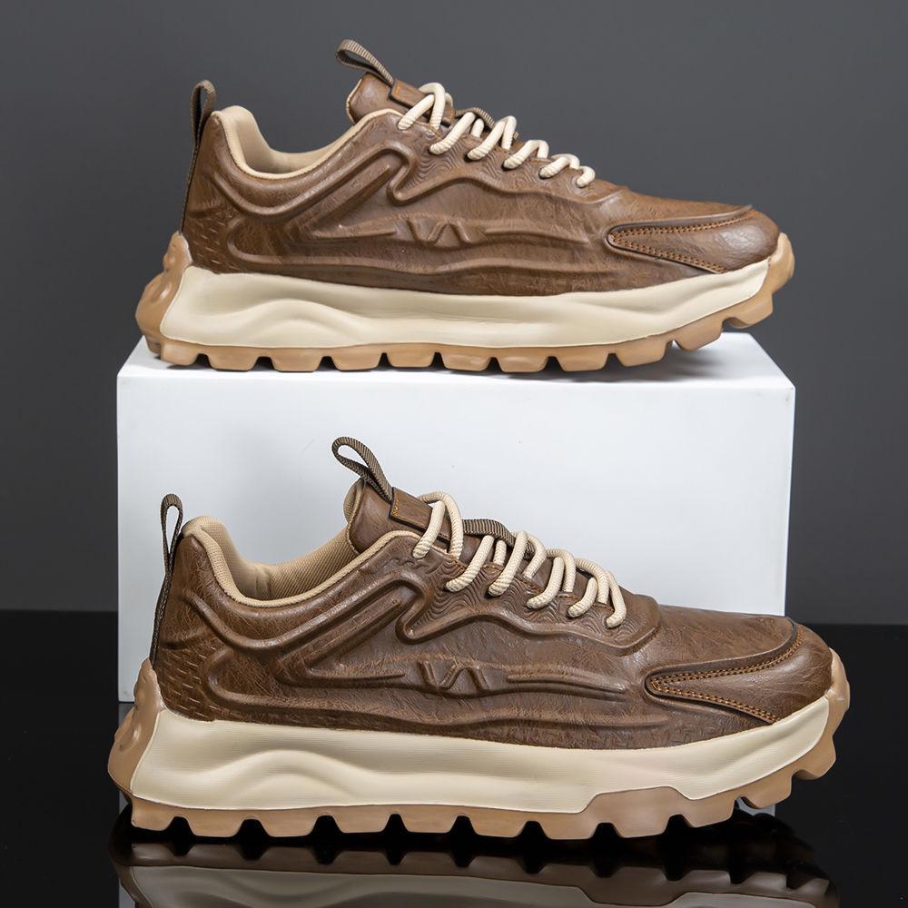 

Men s Black Retro Casual Sneakers 2025 - Thick Sole, Height-Boosting Running Shoes 39