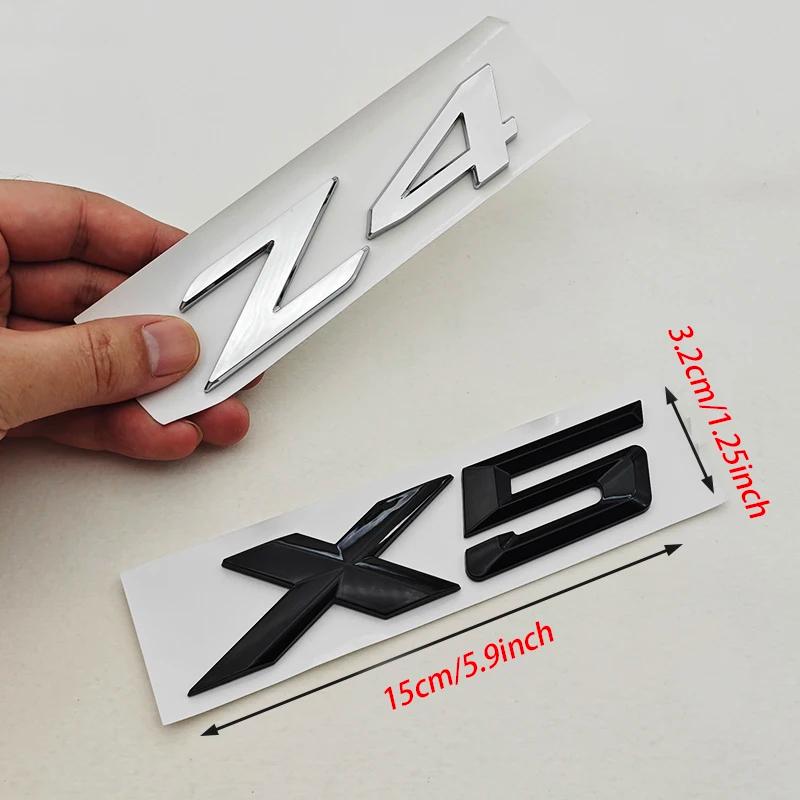 NEW 3D ABS Car Rear Trunk Emblem Badge Sticker For BMW X1 X2 X3 X5 X6 GT Z4 Glossy Black Chrome Logo Decal Styling Accessories IK7