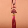 "Sandalwood Double Lotus Rearview Mirror Pendant - High-End Car Interior Accessory"