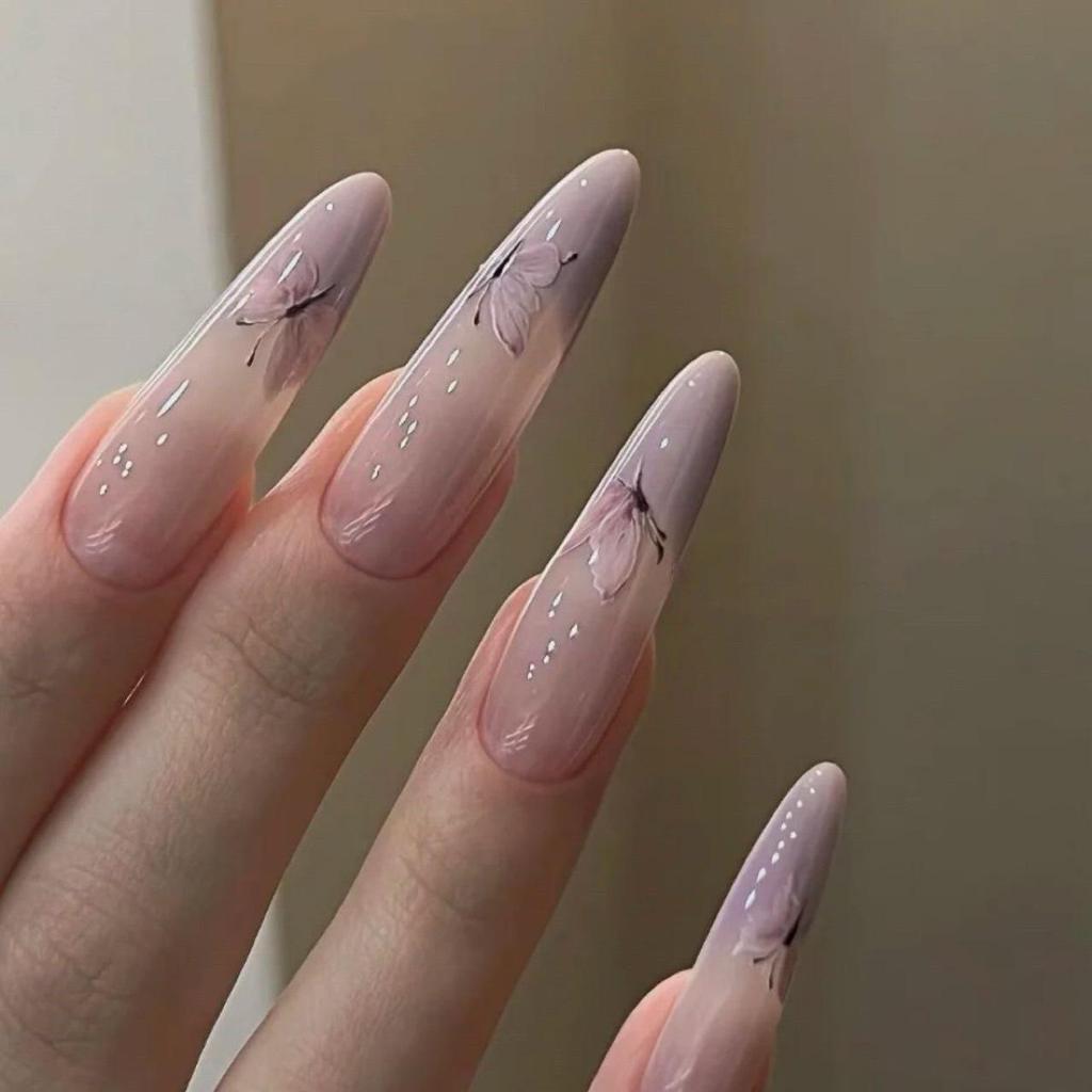 Iridescent Taro Purple Butterfly Nail Art Stickers