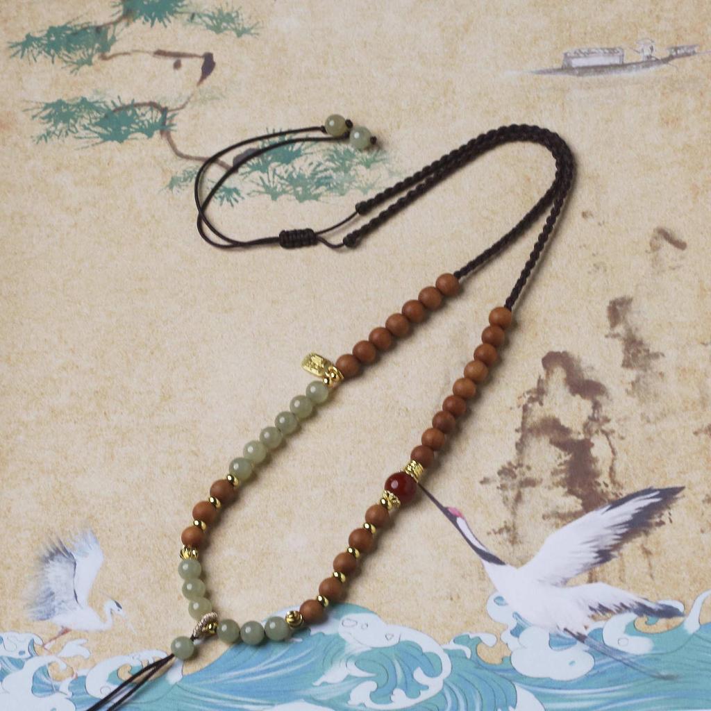Women's Handmade Hetian Jade Woven Chain Necklace