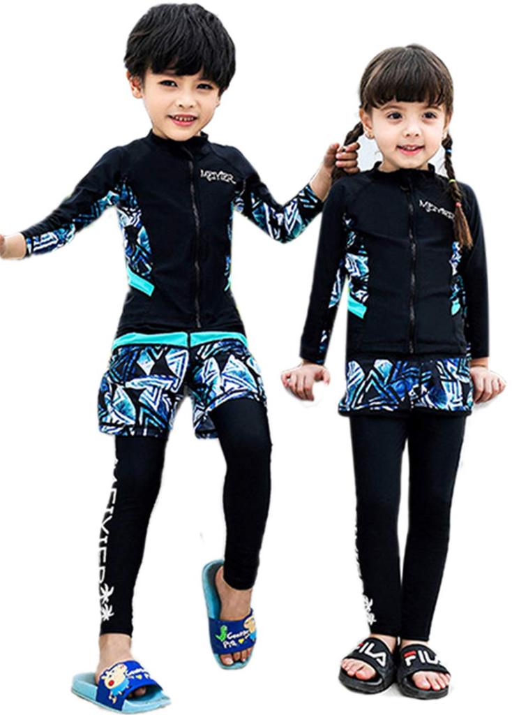 Swimsuit Rashguard Kids Boys Girls Separate Set Long Sleeve UV Protection Sunscreen Competitive Swimsuit Swimwear Water Play Beach Pool Hot Springs