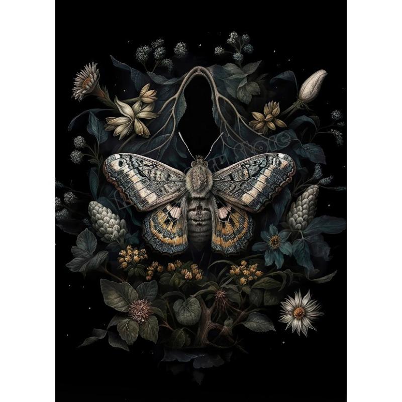 Vintage Dark Academia Floral Woodland Butterfly Bee Rabbit Botanical Animals Poster Canvas Painting Wall Art Pictures Home Decor