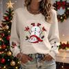 Women's Casual Christmas Print Long Sleeve Neck Pullover Top for Holiday Parties
