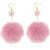 Artificial Fur Ball Fluffy Earrings Colored Pompom Earrings Suitable for Girls