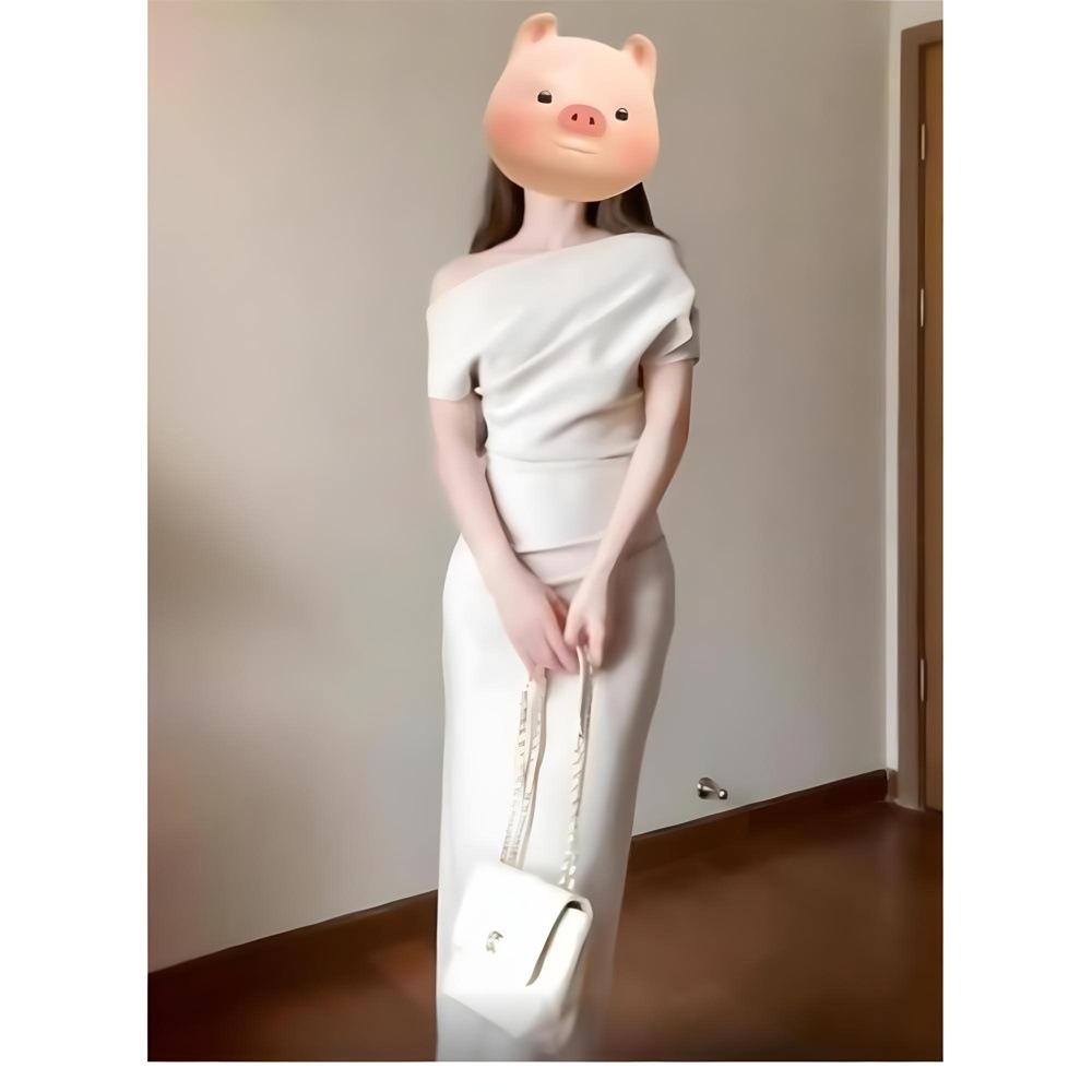 Wind Diagonal Shoulder Irregular Dress Children's Summer New Waist Temperament Off-the-shoulder Hip Dress