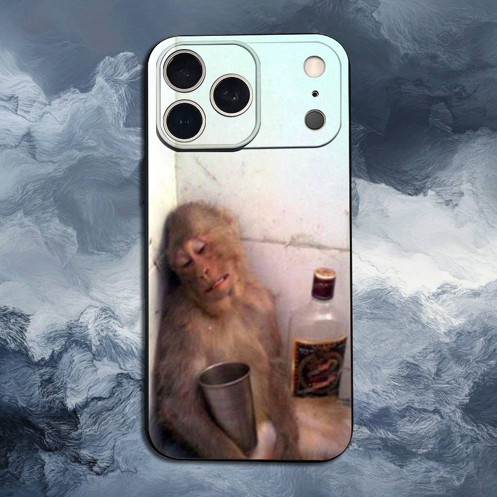 Cute Funny Monkey For iPhone 12,14,13,15,8,7,16,11,17,X,Mini,Plus,Pro,XR,SE,XS,Max,Soft Silicone Black Case