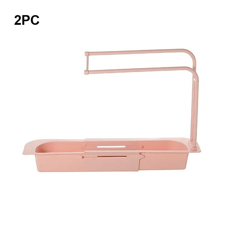 Telescopic Sink Shelf Kitchen Drainer Rack Organizer Soap Sponge Holder Towel Rack Storage Organizer Basket Gadgets Accessories
