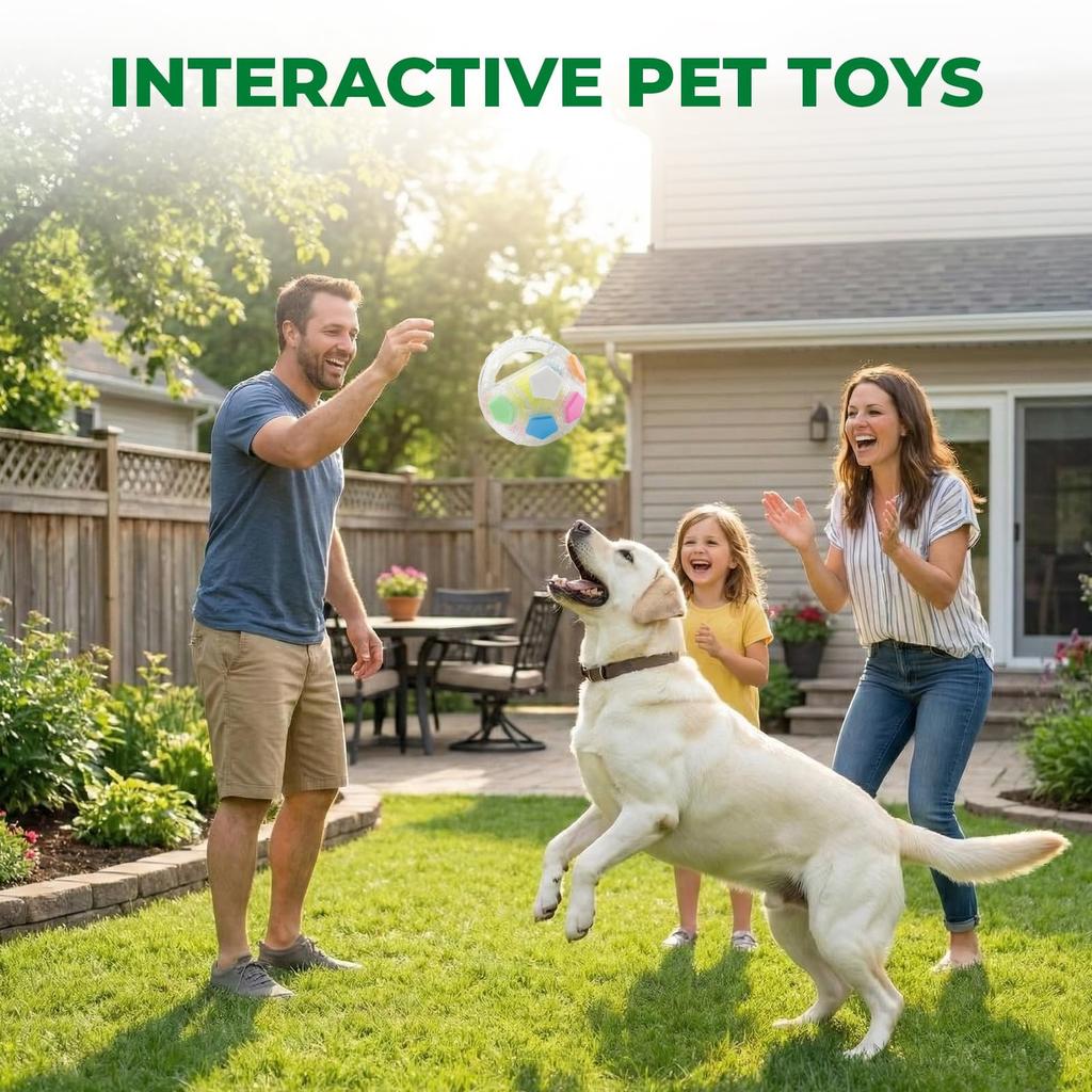 Dog Toy Soccer Ball Handles Mellow Squeaky Interactive Calming ...