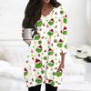Womens Tops V-neck 3/4 Sleeve Blouses Casual Mid-length Shirts Fashion Christmas Print Tunic Tops With Pockets