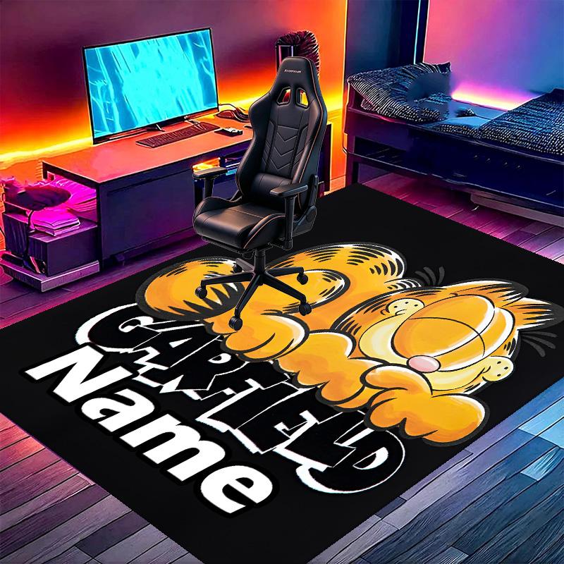 Custom Name Personalized Garfield Print Carpet, Versatile Home Decor Rug, for Playroom, Apartment, Balcony, Entryway, Hallway Gift
