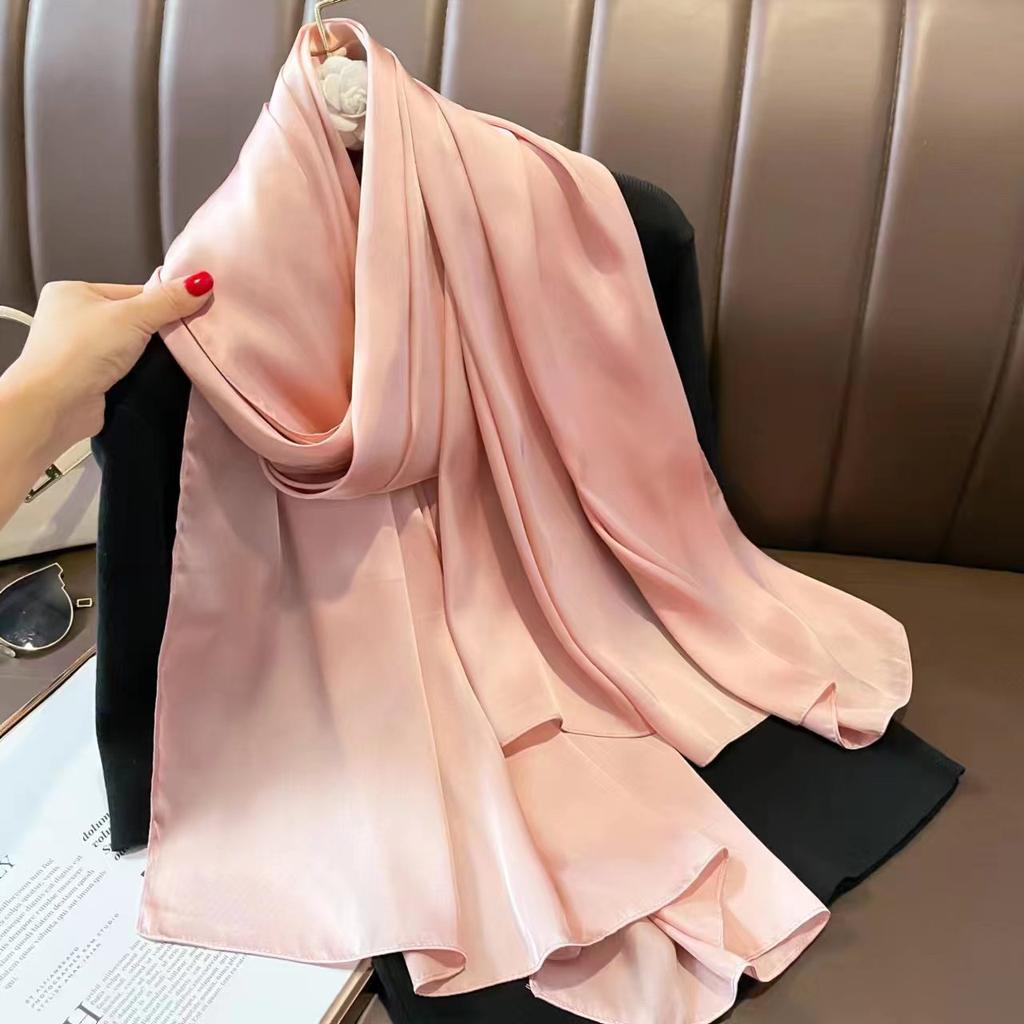 New solid colour anti-silk scarf spring and autumn sunscreen beach towel female silk scarf outside the air conditioning shawl