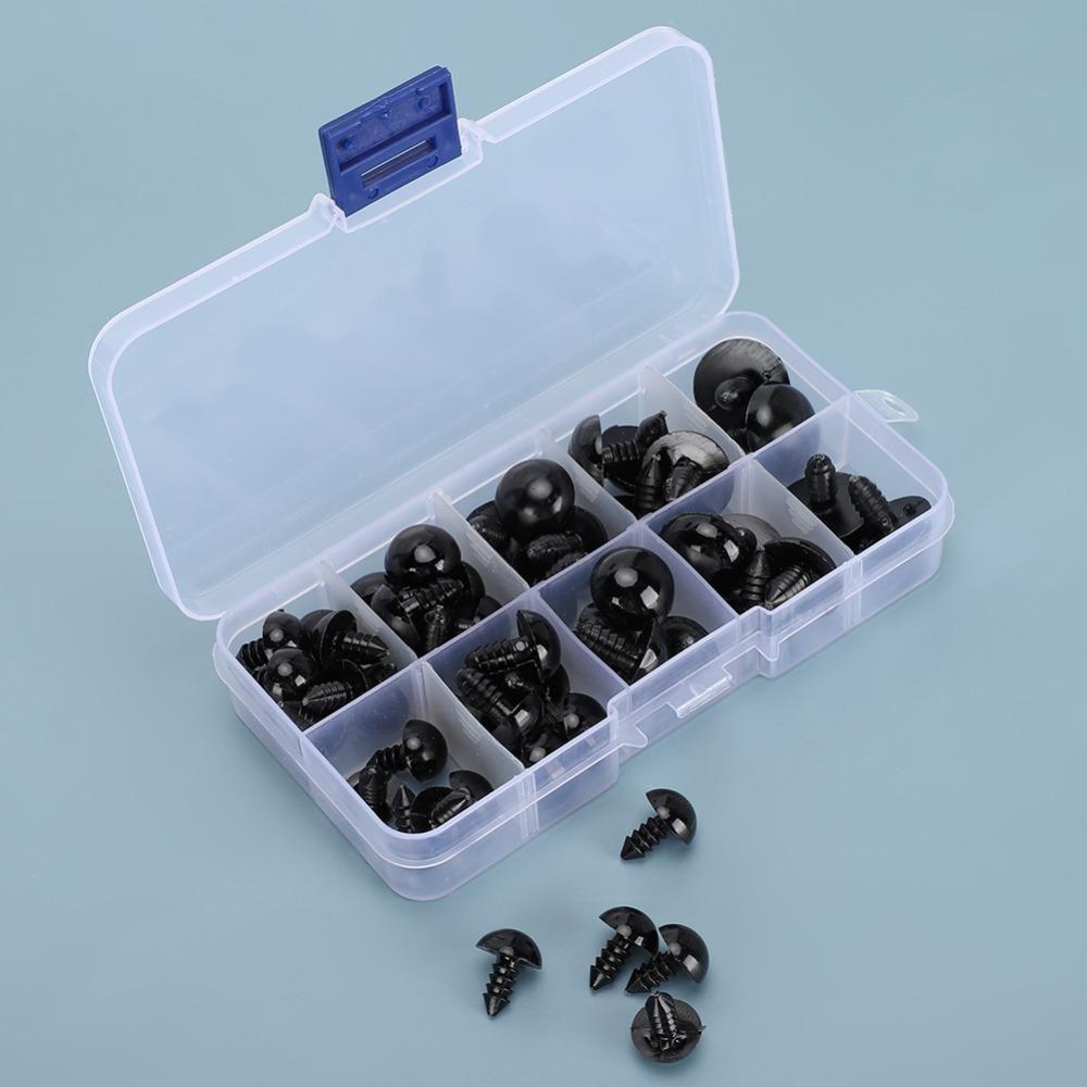 52pcs Plastic Toy Screw Eyes Black Plastic Bear Eyes Doll Making Doll Safety Eyes Educational Toy