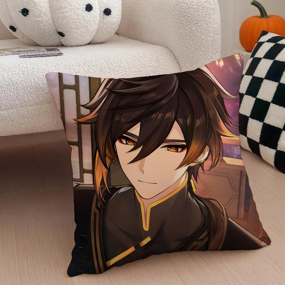 

Popular Genshin Impact Zhongli Pillow Cushion Cover Throw Pillow Cover Hidden Button Durable Polyester Chair Cushion 30X30cm