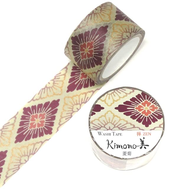 Kamiiso Kimono Beauty Masking Diamond Chrysanthemum 25mm x Tape, Pattern, 5m, GR-3044