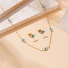Gold Plated Evil Eye Jewelry Set Necklace Bracelet and Earrings Fashion Jewelry for Women