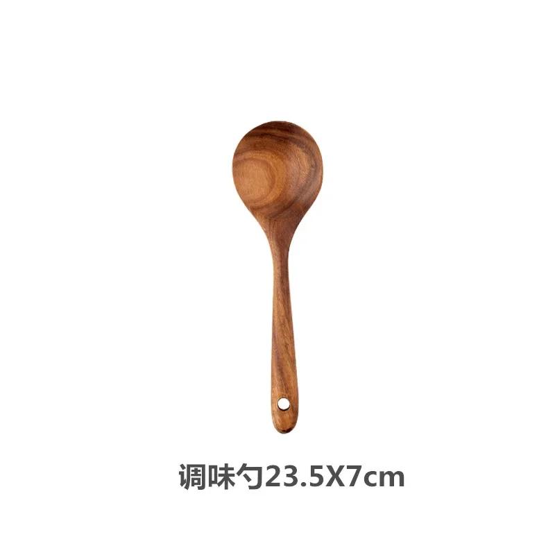Natural Teak Cooking Spoon Non-Stick Cookware for Kitchen Wooden Handle Soup Spoon Spatula Rice Spoon Shovel Kitchen Sets