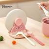 Cute Bear Pot Cover Stand Lid Holder And Spatula Rest, Cartoon Shape, Non-Slip Stable Utensil Rest for Spoons Plastic Organizer with Drain Groove