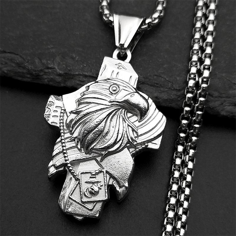 

Haliaeetus Leucocephalus Bald Eagle Pendant Necklace for Women Men Stainless Steel Gold Silver Color Hip Hop Punk Jewelry Gift 60CM