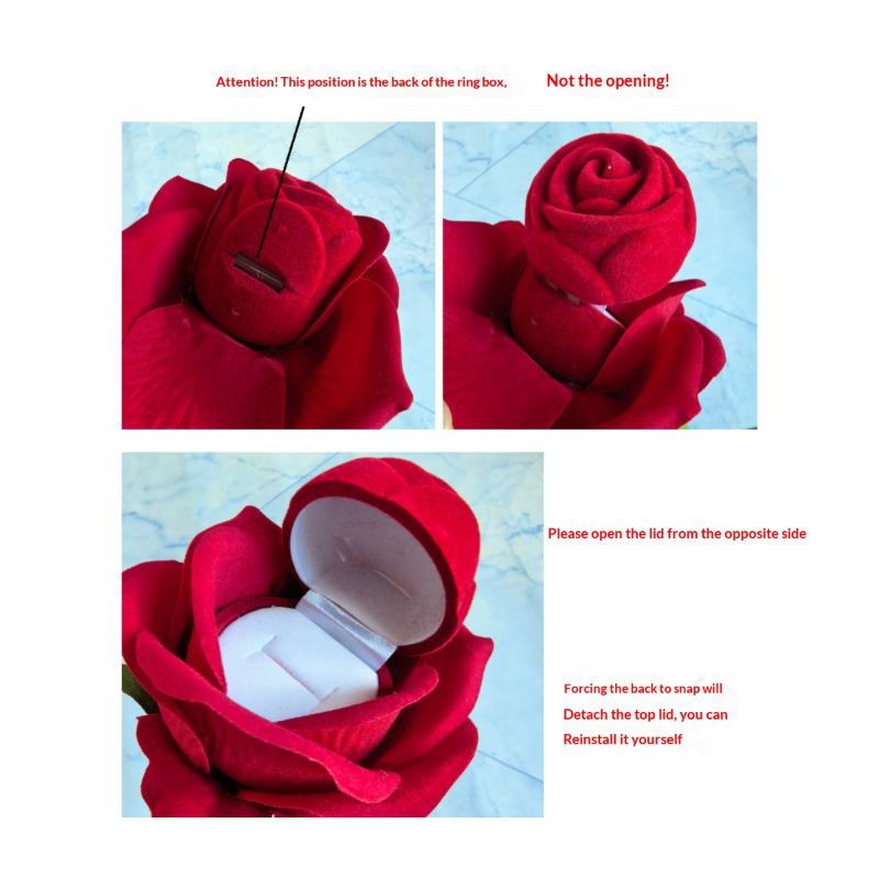 1/2Pcs Wedding Jewelry Display Storage Case Red Rose Flower Ring Display Box Proposal Engagement Anniversary Romantic Gift Box