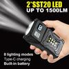 COB Flashlight with Magnet USB Rechargeable LED Work Light 7-Mode Hands-Free LED Lamp for Emergency Repair Cycling Camping